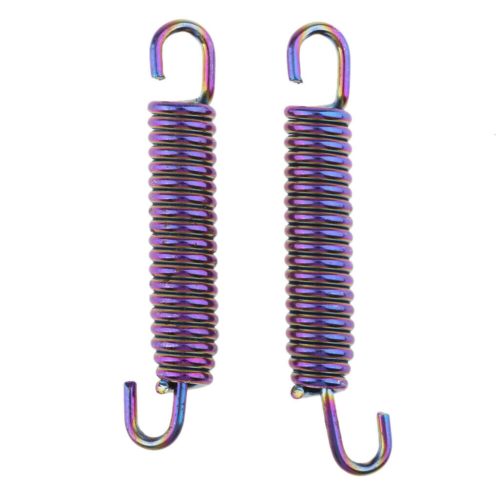 2Pcs 65mm Motorcycle Stainless Steel Exhaust Pipe Muffler Spring Hook Purple