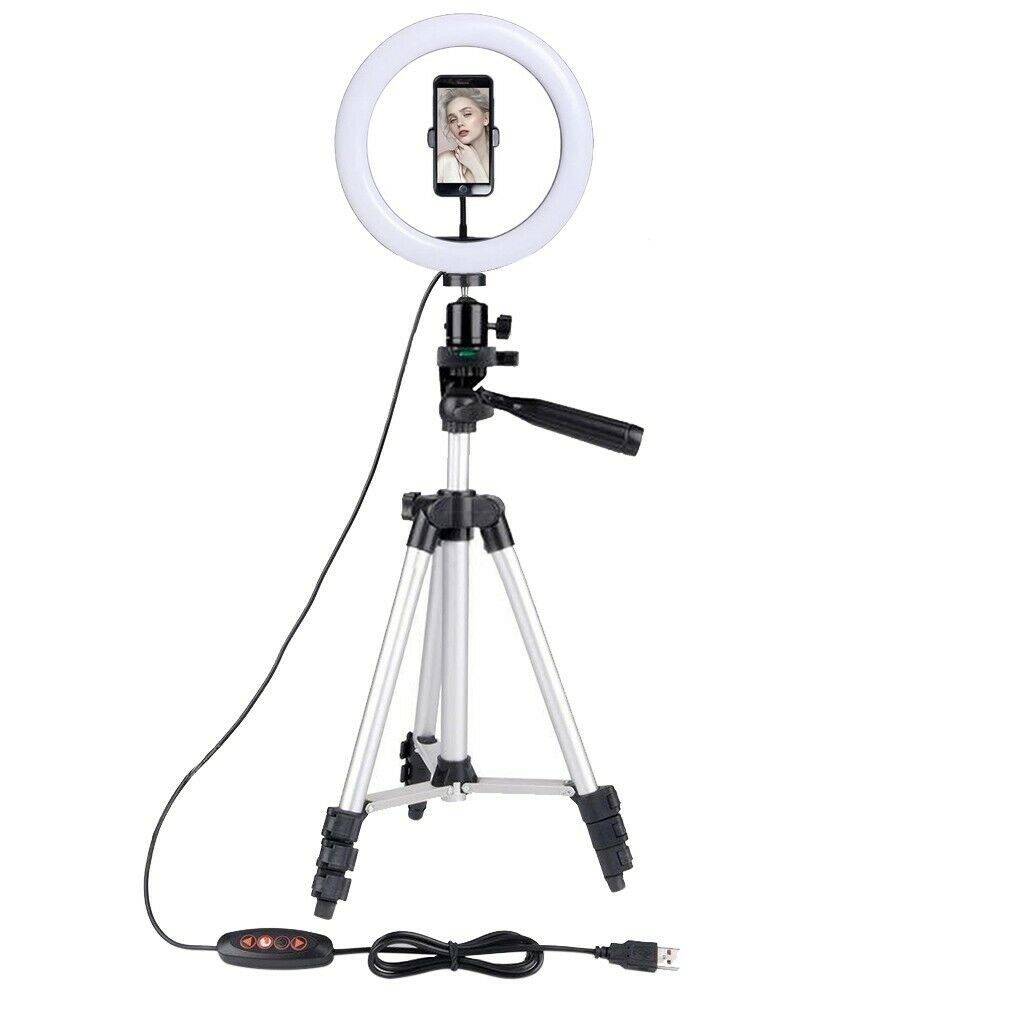 10IN LED SMD Ring Light Kit With Stand Dimmable 5500K For Camera Makeup Phone