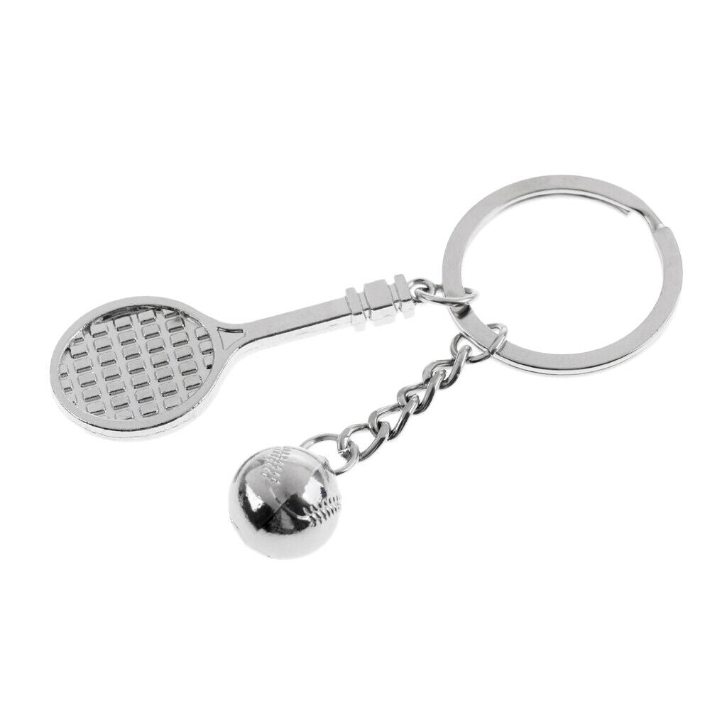 2 Pieces Tennis Racket Table Tennis Paddle Style Keychain Keyring