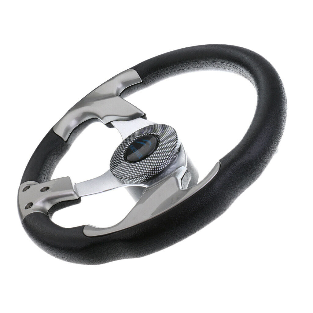 Yacht Boat Steering Wheel with Black Foam Grip Cover - Aluminum Alloy, 3 Spoke -