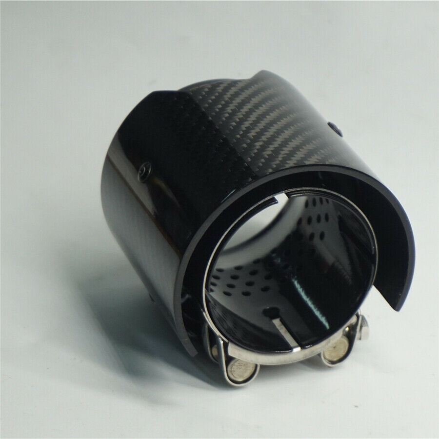 Universal 1PC 63MM IN 93MM OUT Glossy 100% Real Carbon Fiber Exhaust tip