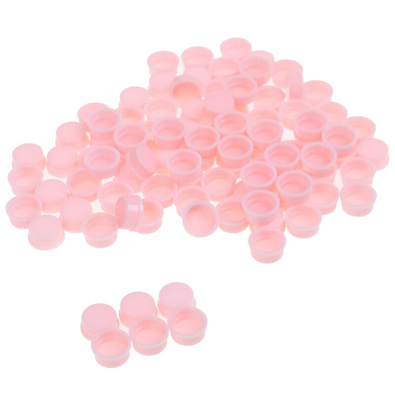 100Pcs Grafting Pink Glue Cup Eyelash Extension Gel Remover Tattoo Containers_DD