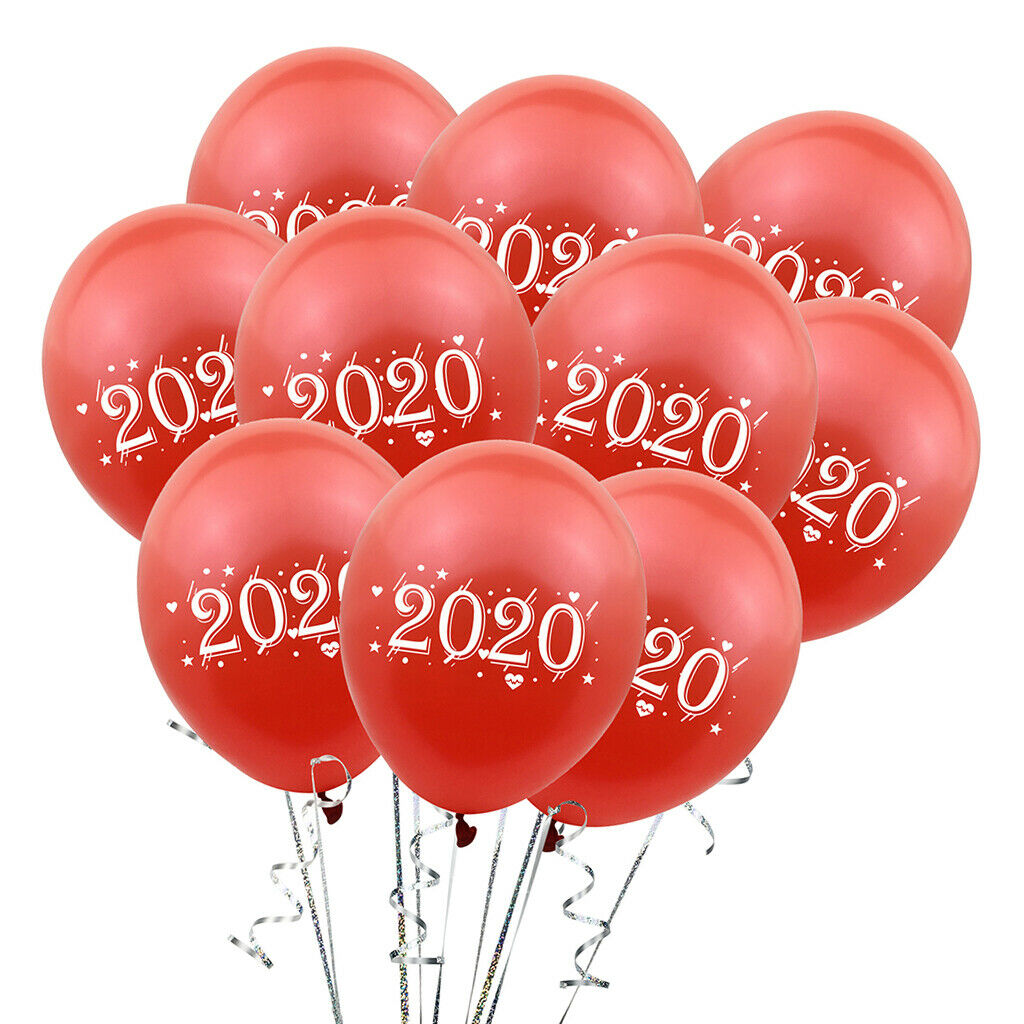10 New Year Balloons Latex Balloons Photo Prop New Year Party Balloons Red
