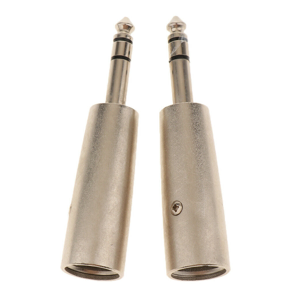 1 Pair / 2x 3Pin XLR Male Plug Connector to 6.35mm Mono Male   Audio