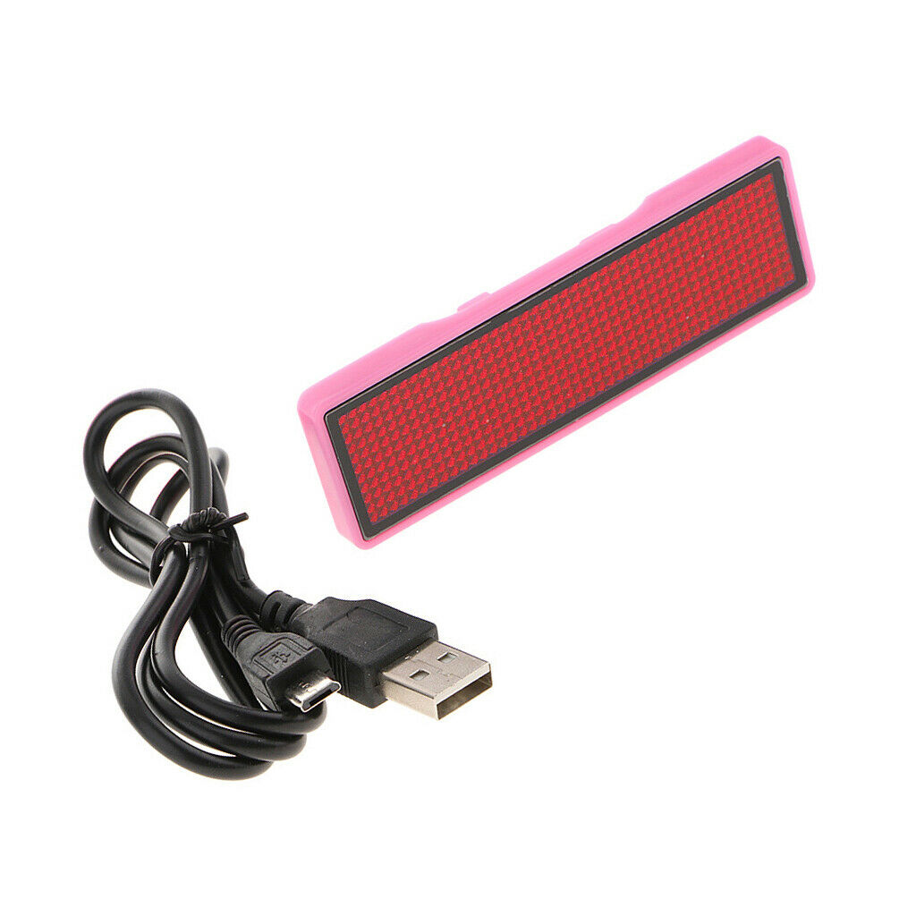 Programmable 4 Words LED Scrolling Bar Badge Name Tag Pink Shell Red Word