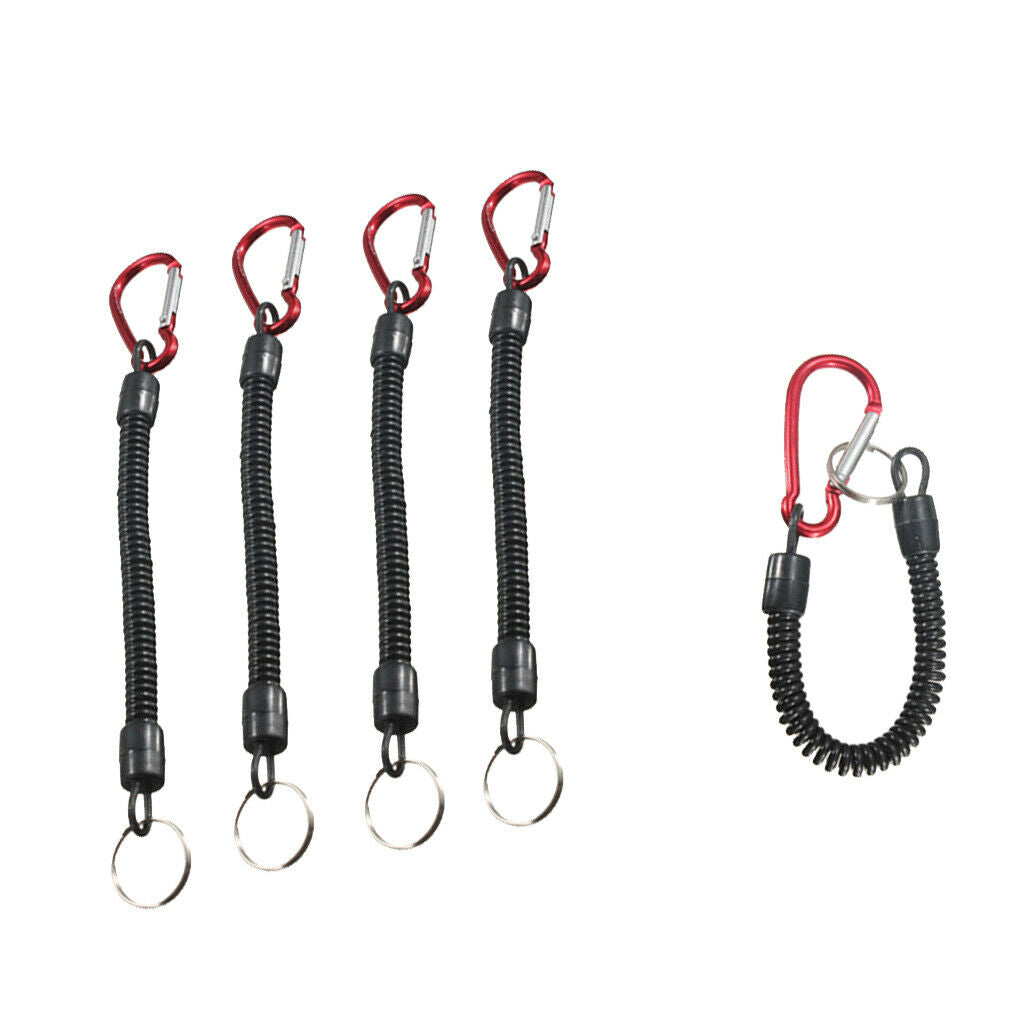 5pcs Retractable Fishing Lanyards Coiled Tether Secure Tackle Tools Red