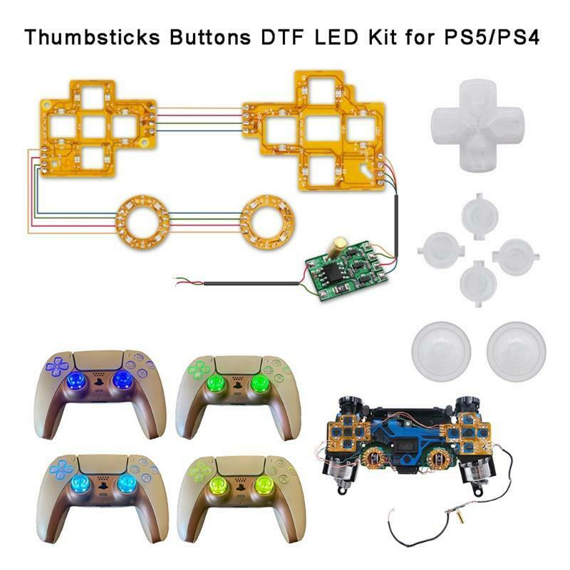 6-Colors Luminated D-Pad Thumbsticks Face Buttons LED Kit for PS5 Controller