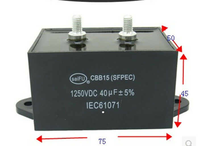CBB15 1250VDC 40UF 1250V 5% DC Filter Capacitor 75*45*50 for Welding Welder