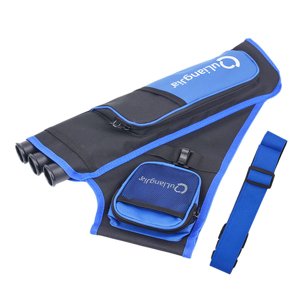 3 Tubes Quiver Arrow Holder Bag with Adjustable Belt Blue & 2pcs Wax Tube