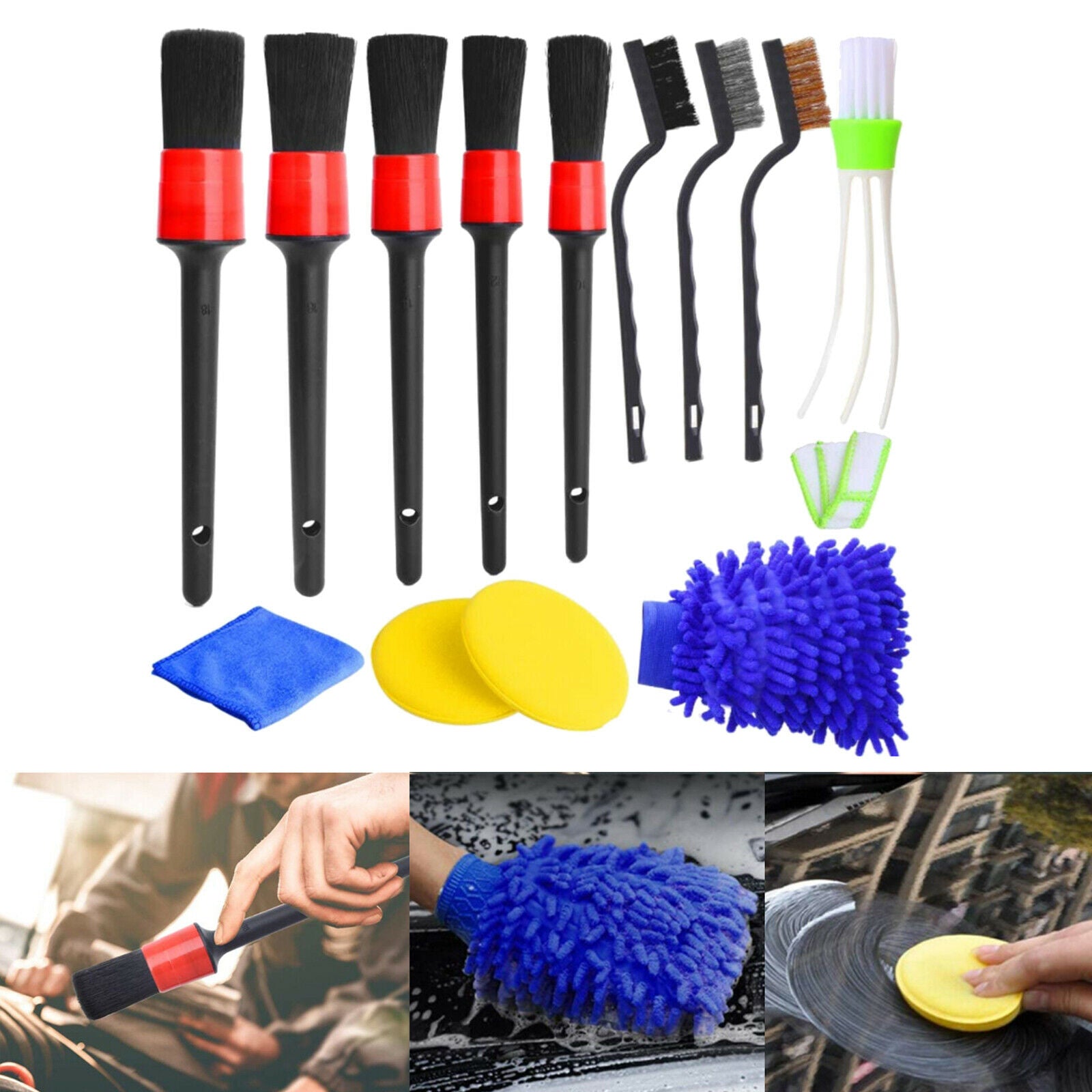 13x Car Cleaning Brush for Cleaning Wheels Tire Interior Exterior Cleaning