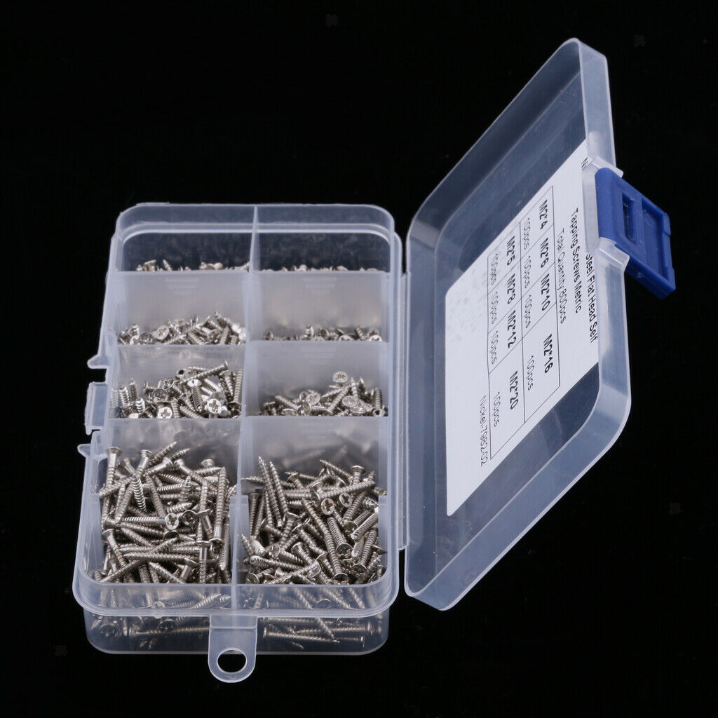 800 Pcs M2 Flat Head Cross Self Tapping Screws Assortment