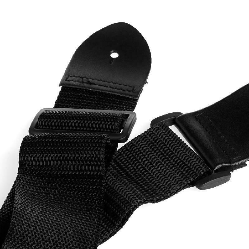 Nylon Guitar Strap Fuax Adjustable Leather Ends Electric Acoustic Guitar Bass
