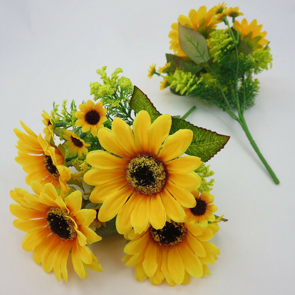 2Pcs Artificial Sunflower Yellow for Home Garden Wedding Decoration