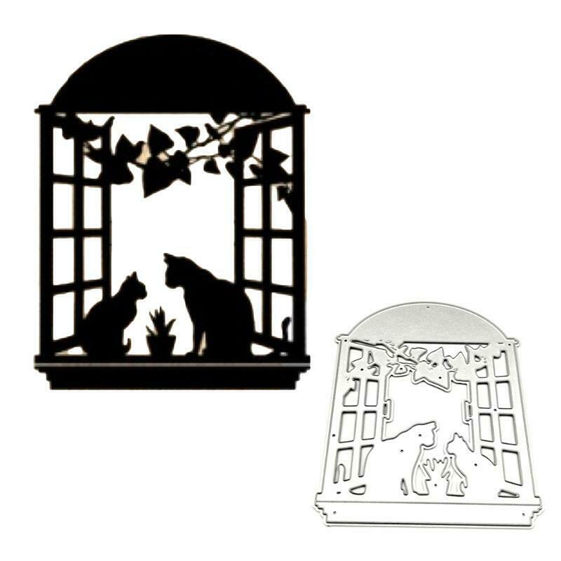 Two Cats on the Windowsill Carbon Steel Cutting Dies DIY Scrapbooking Photo