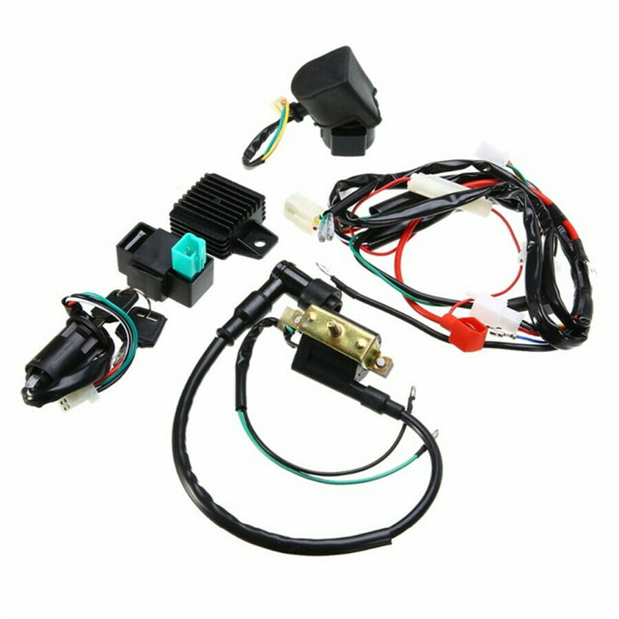 Motorcycle Wire Loom Rectifier Ignition Key Coil CDI Unit Kill Switch Solenoid