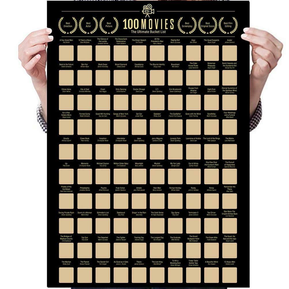 Animated Scratch Off Poster 100 Movies Wall Must-See Bucket List Home Decoration