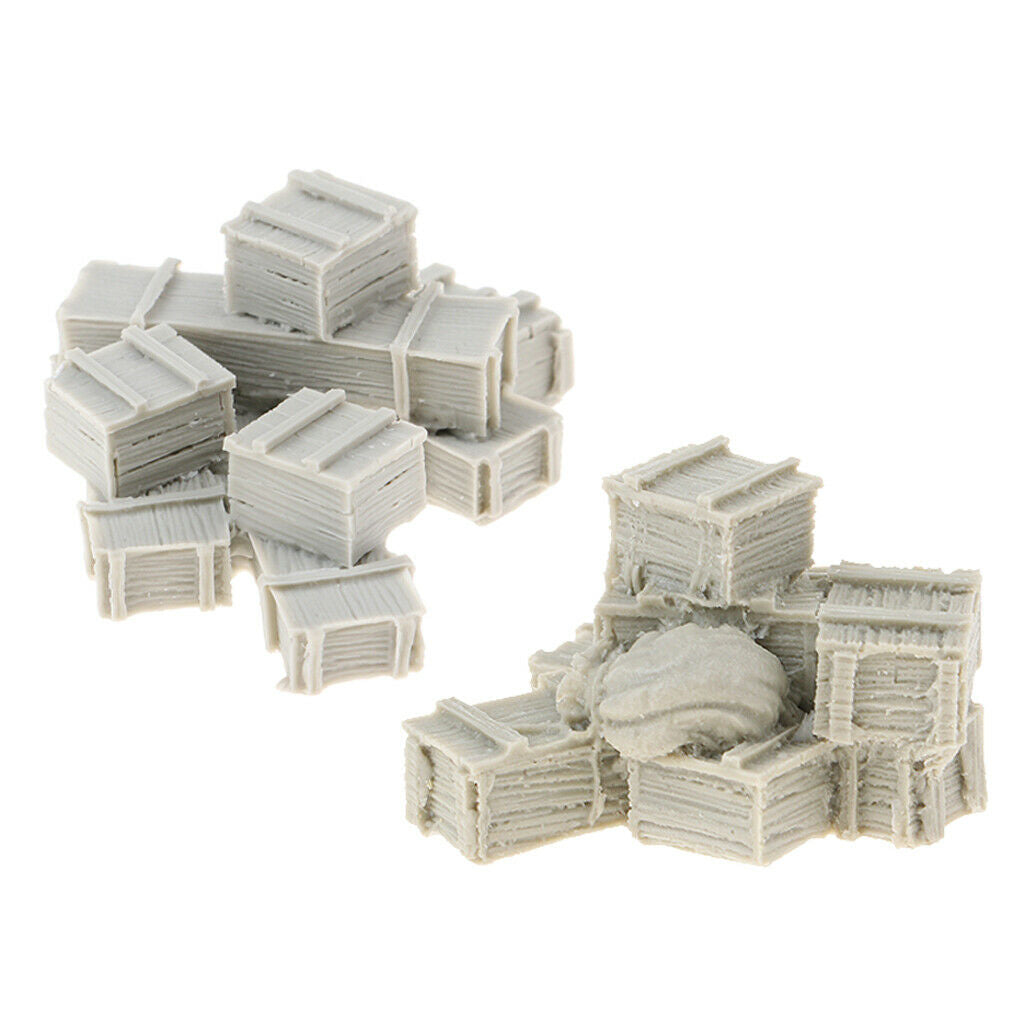 2 Pieces 1/35 Box with Canvas Bags and Crates Mini Scenery Layout Sandtable