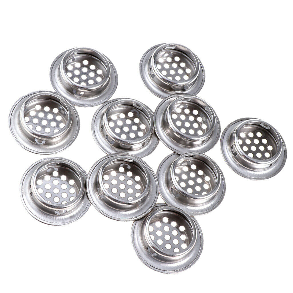 10Pcs Stainless Steel Air Vent Louver Cover Air Fresh for Cabinet-29mm