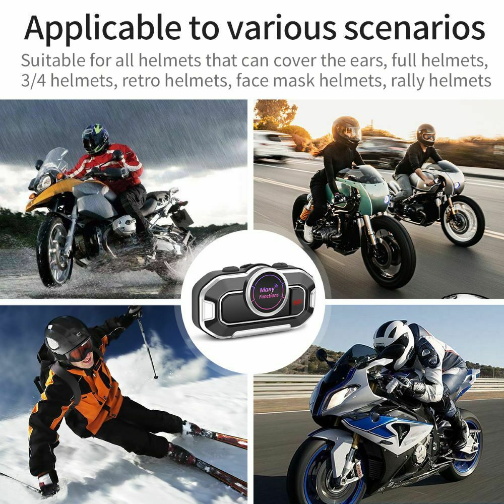 Bluetooth 5.0 Motorcycle Helmet Earphone Headphone FM Radio Mic Headset