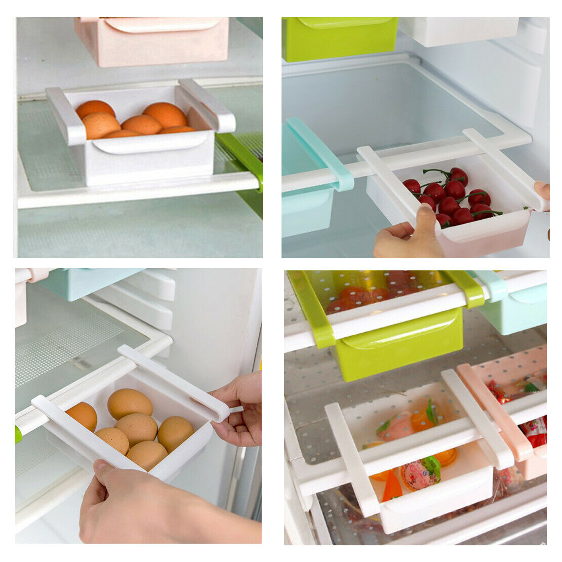 4x Refrigerator Food Storage Holder Box Rack Fridge Shelf Kitchen Organizer New
