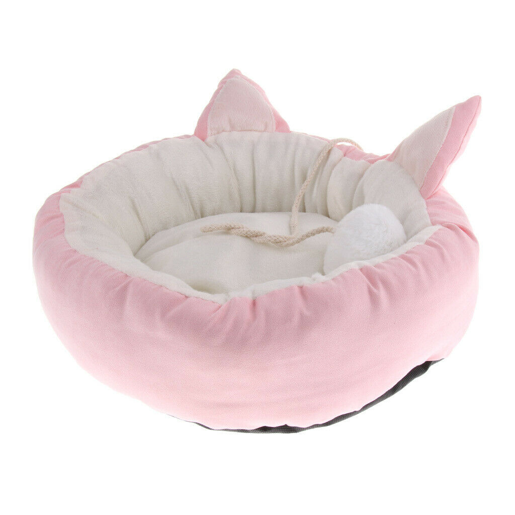 Round Plush Pet Dog Cat Rabbit Small Animals Soft Warm Cozy Bed House Sleep Nest