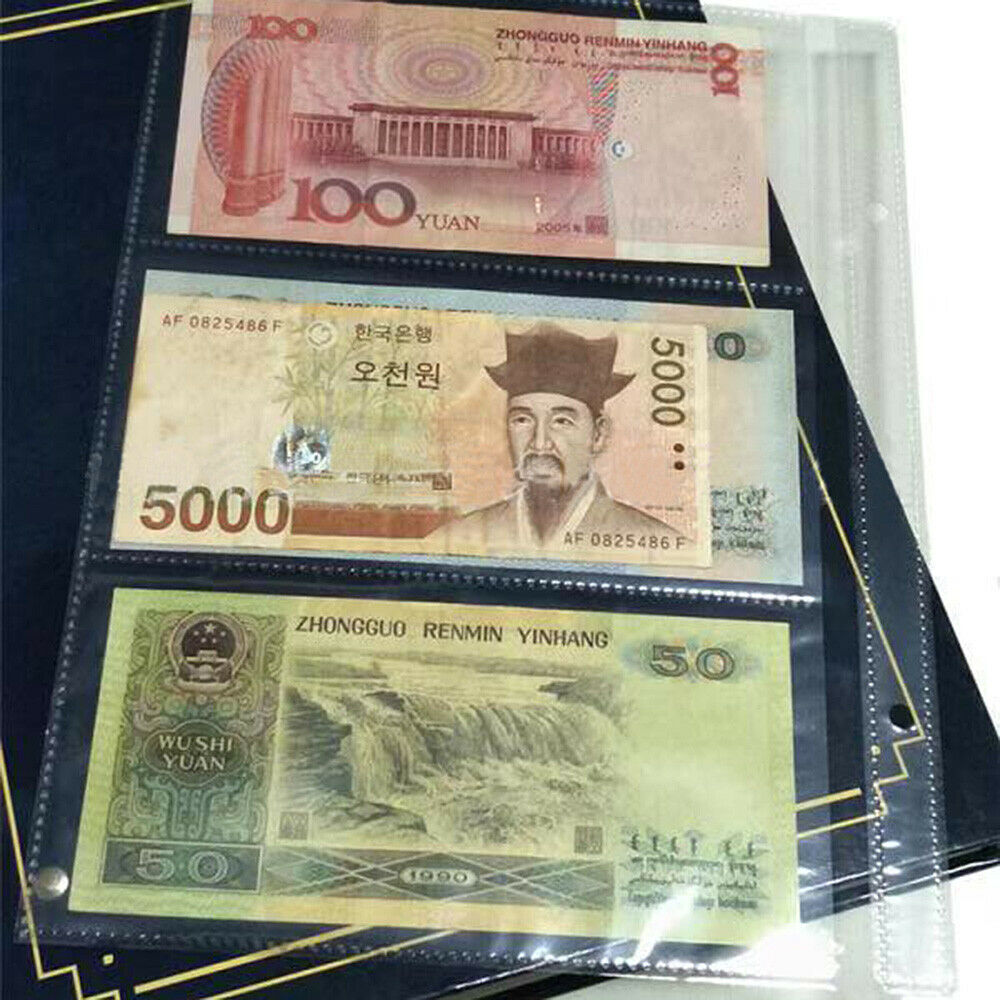10Pcs 3-Grid Commemorative Paper Money Album Banknotes Collection Storage Bags