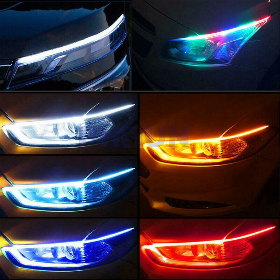 2PC 45CM LED Daytime Running Light DRL RGB Color Bluetooth Control Turning Lamp