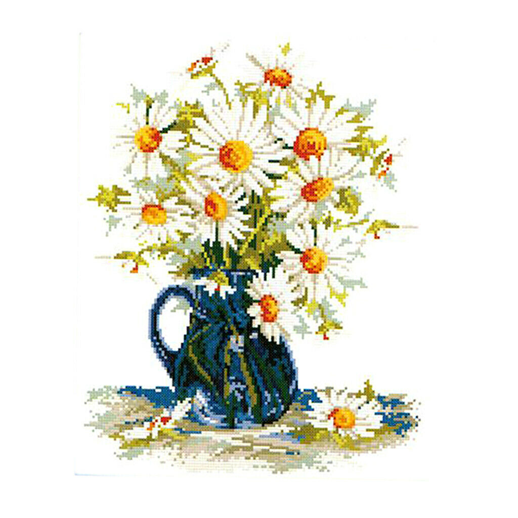 Daisy Printed Cross Stitch Kit for Beginners Stamped Flowers Patterns Decor