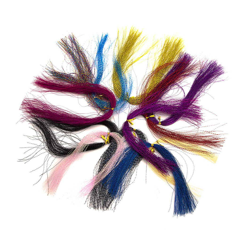 Colorful Crystal Flash Fly Fishing Line 10 Packs Fly Tying Material for Make