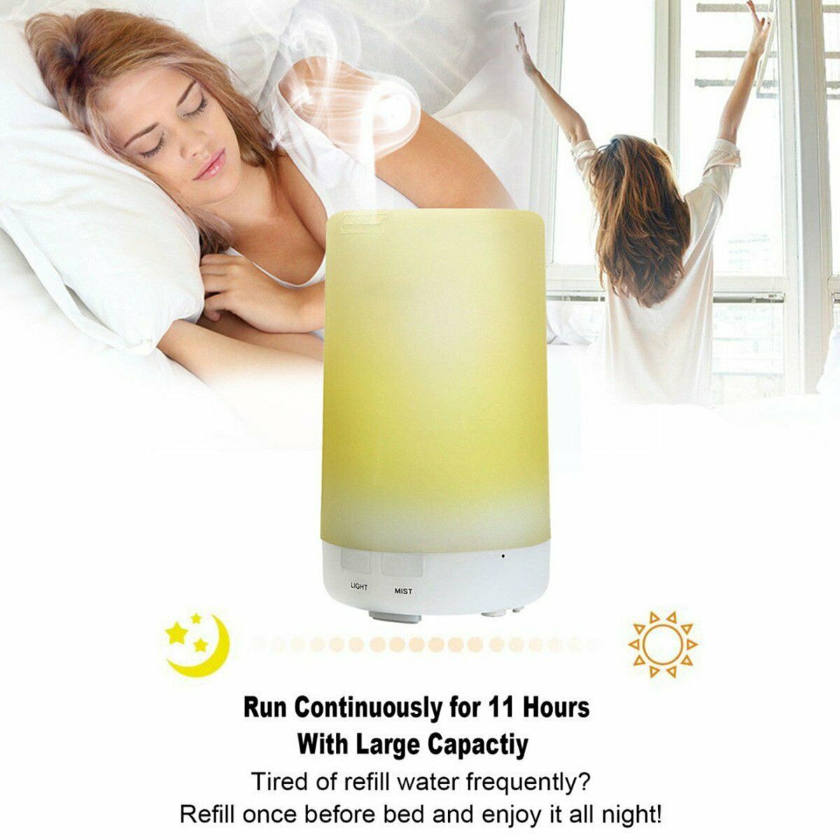 LED Ultrasonic Light Aroma Humidifier Air Essential Oil Mist Diffuser Purifier