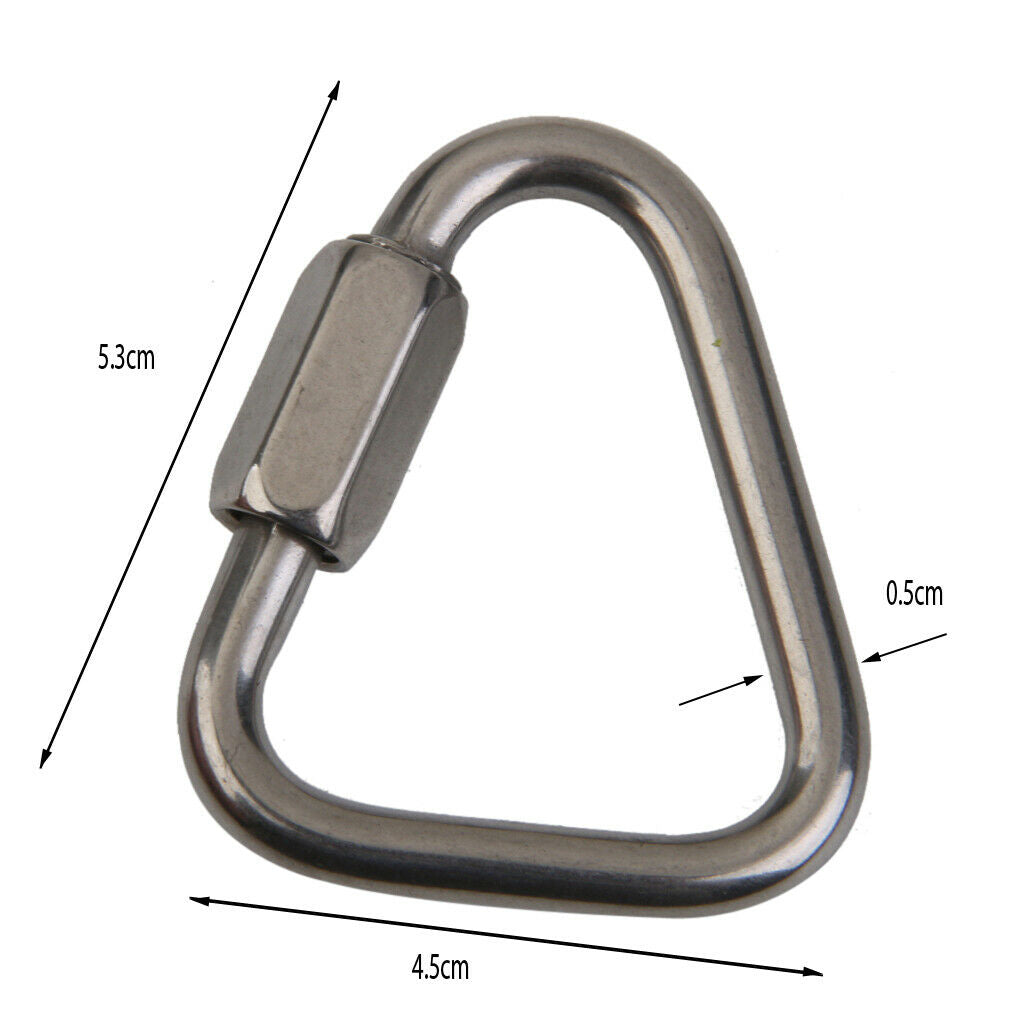 2x Outdoor Rock Climbing Mountain Triangle Stainless Screw Locking Carabiner