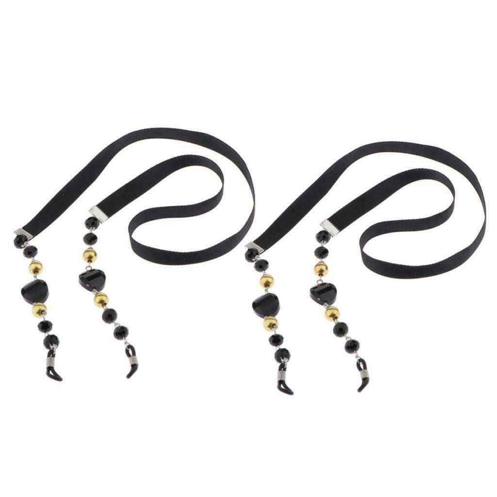 2 Pieces Female Black Eyeglasses Chain Sunglasses Retainer Anti-slip 25''