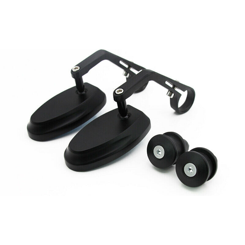22mm 7/8" 2PCS Motorcycle Scooter Handle Bar End Rearview Side Glass Mirrors Kit