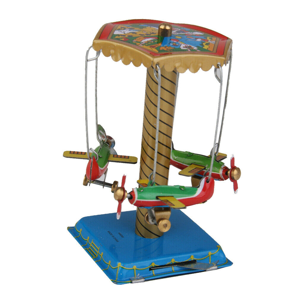 Classic Wind Up Airplane Aircraft Tin Toys Collectible Artware for Kids