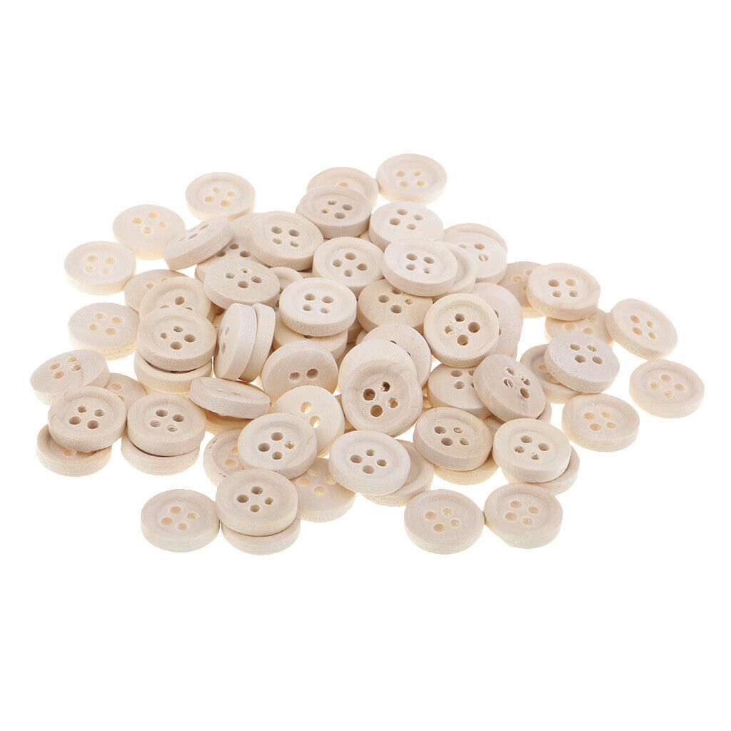 40pcs 12mm Round Natural Wood Buttons 4 Holes Sewing Buttons for DIY Crafts