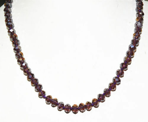 Hot natural Colorful 5X8 mm brown purple crystal Jewel Necklace 18â€AAAA