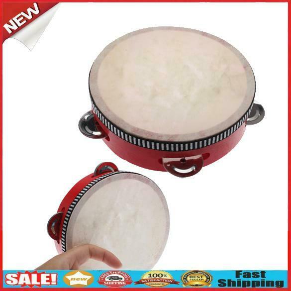 Educational Red  Musical Tambourine Beat Instrument Hand Drum Children  @