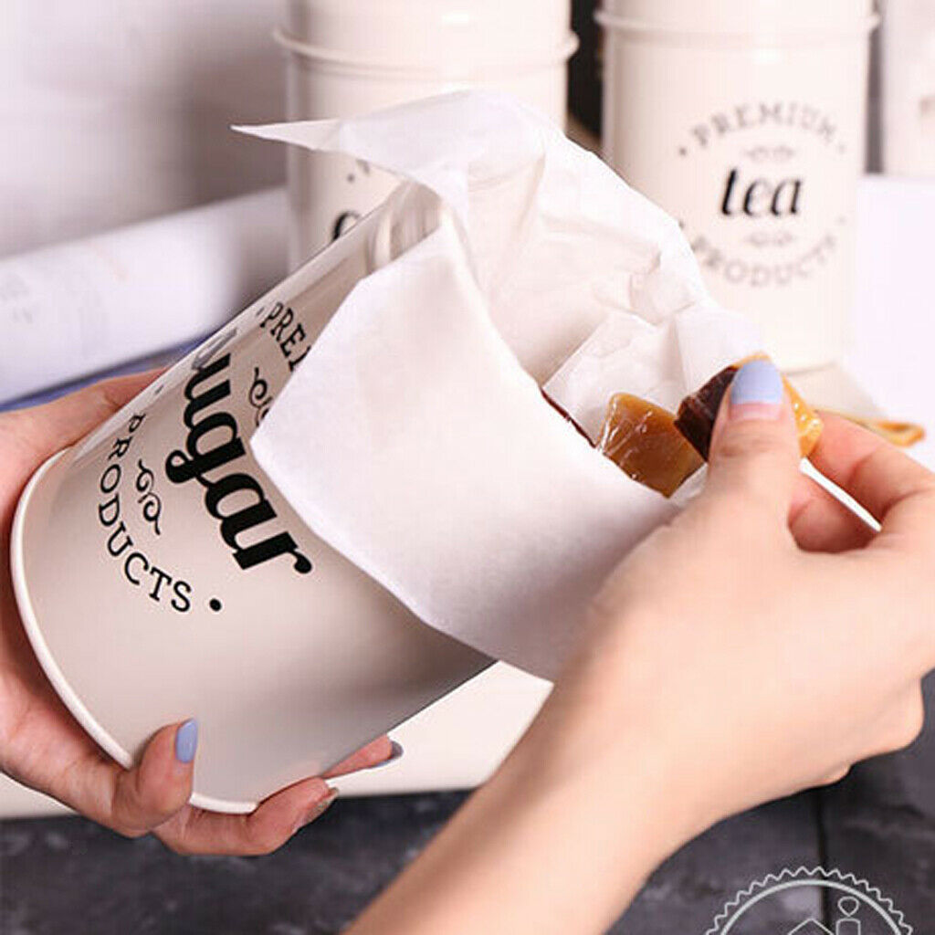 3x Retro Tea Coffee Sugar Canister Kitchen Storage Jar Pot Tin Iron w/ Lid