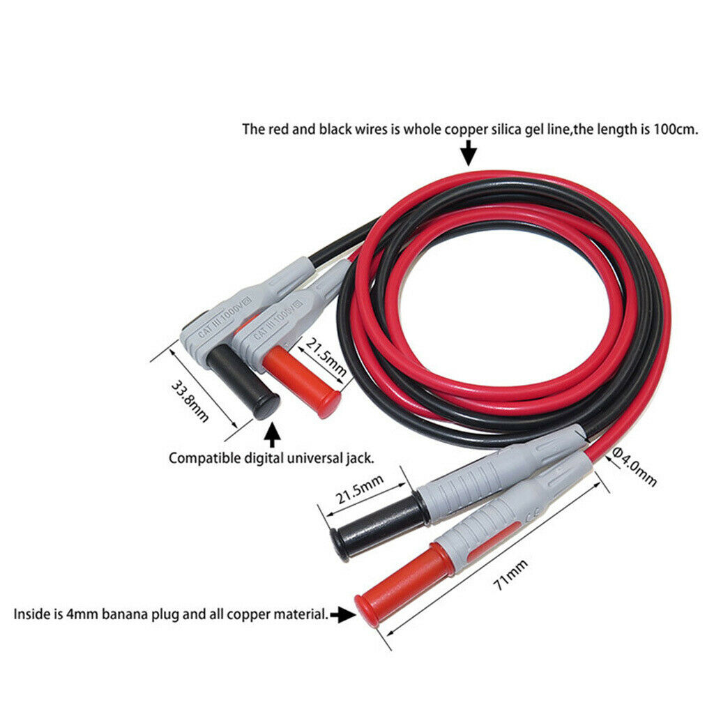 P1033 100 cm silicone high voltage dual 4 mm banana plug test lead