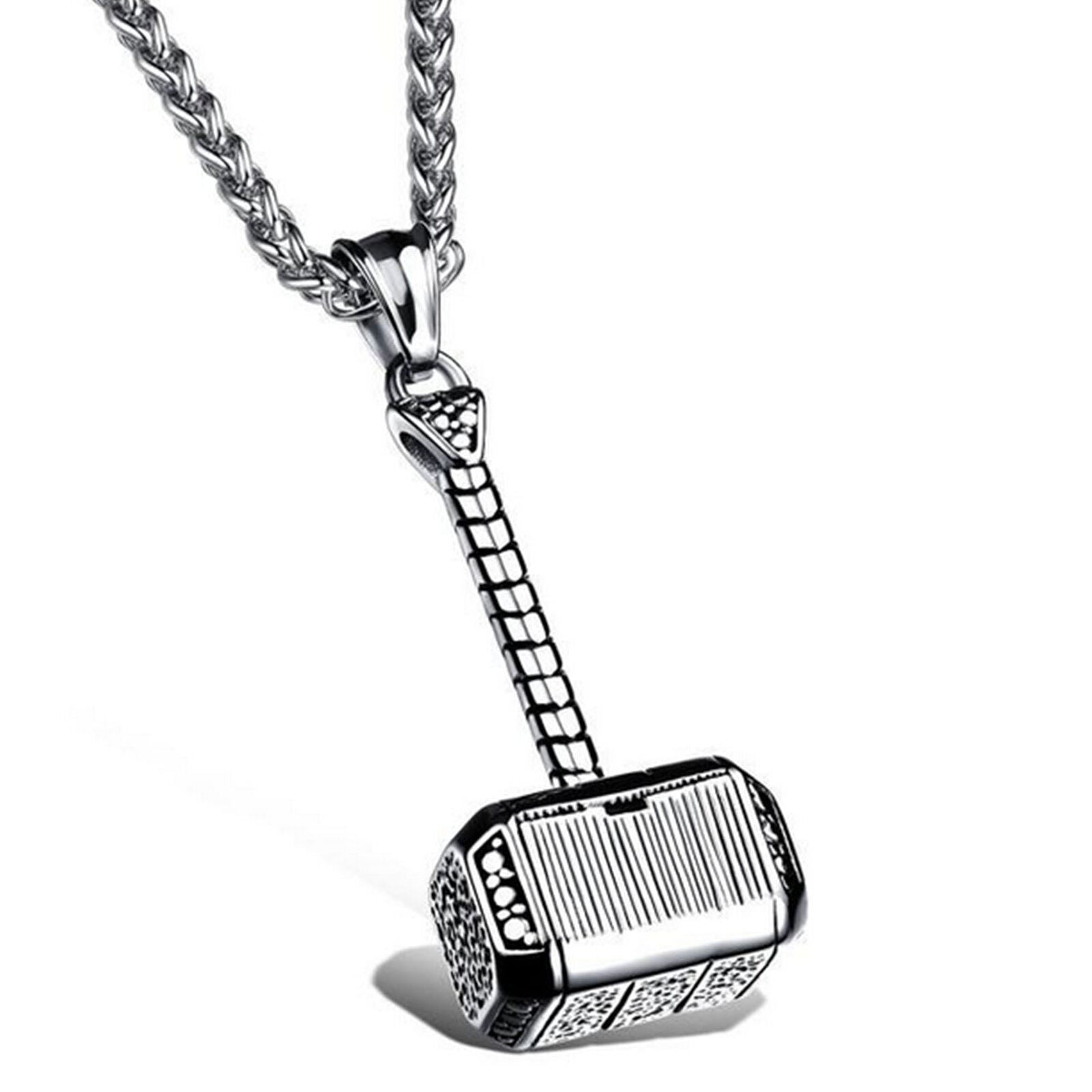 Men Hammer of Thor Necklace Stainless Steel Thors Hammer Pendant Necklace
