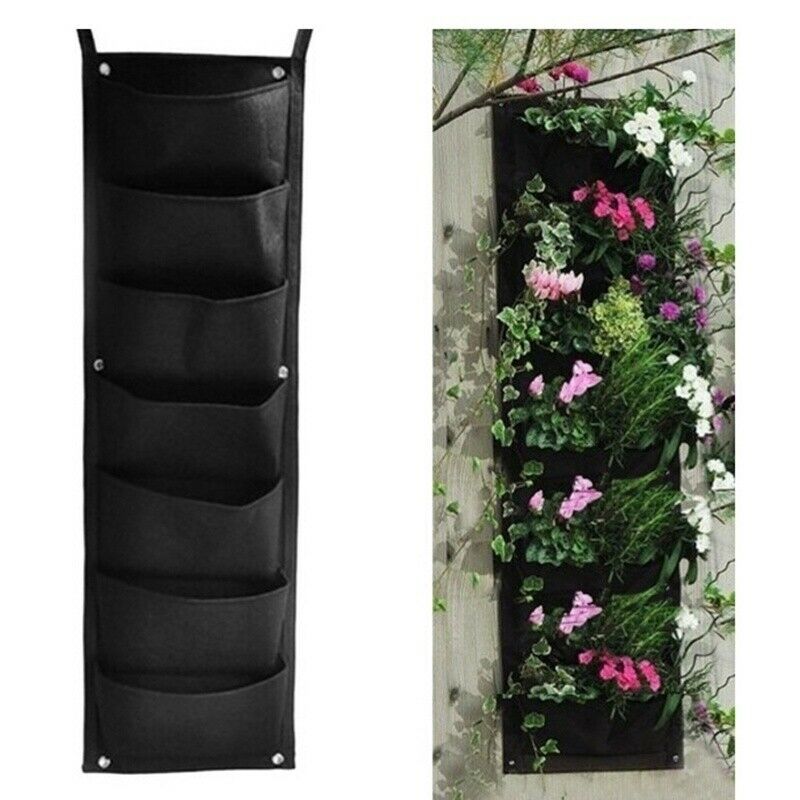 7 Pocket Planting Bag Hanging Wall Vertical Plant Hangers Flower Home Garden