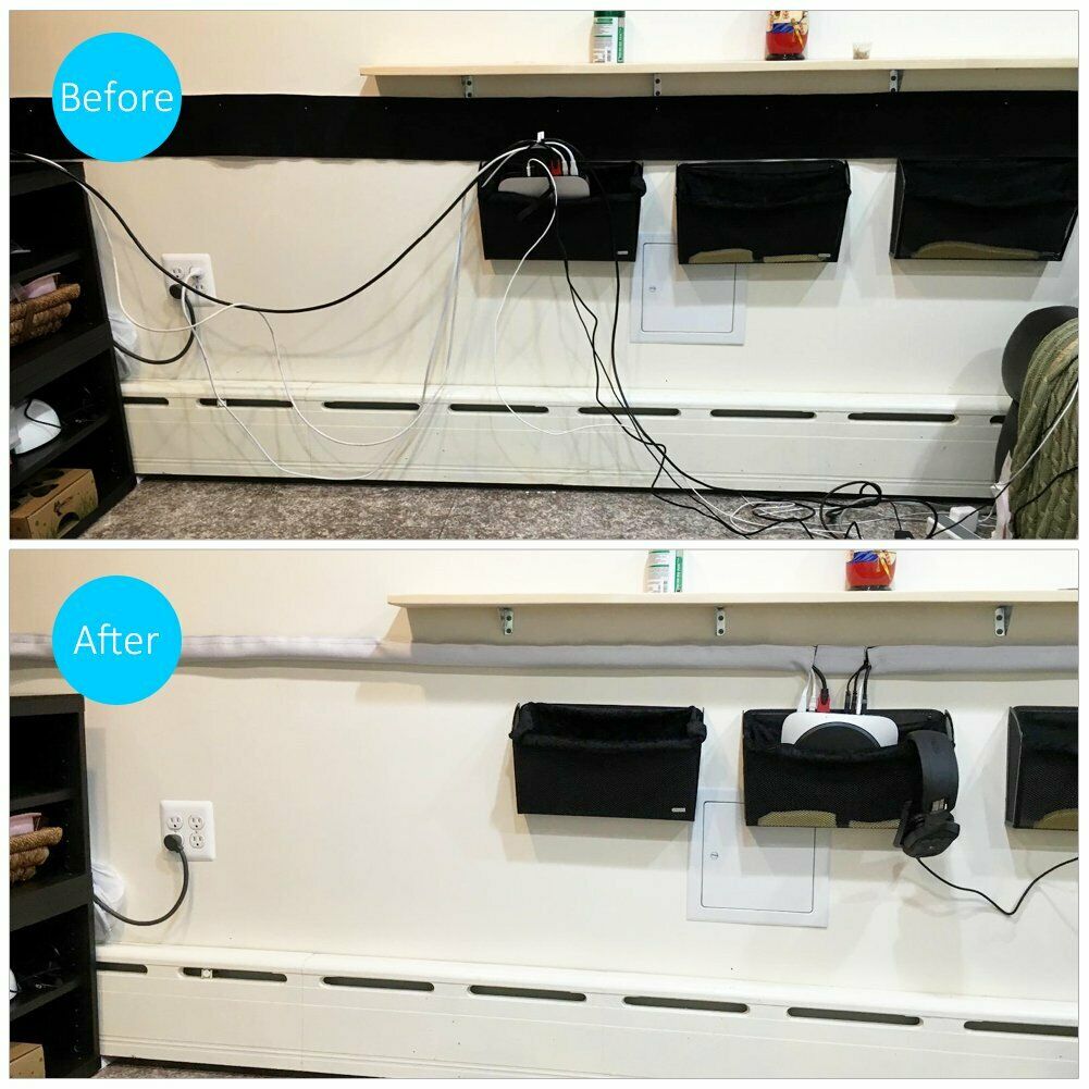 80 inch Cable Management Organizer Tv Cord Cover Raceway Hiding Wire Sleeve
