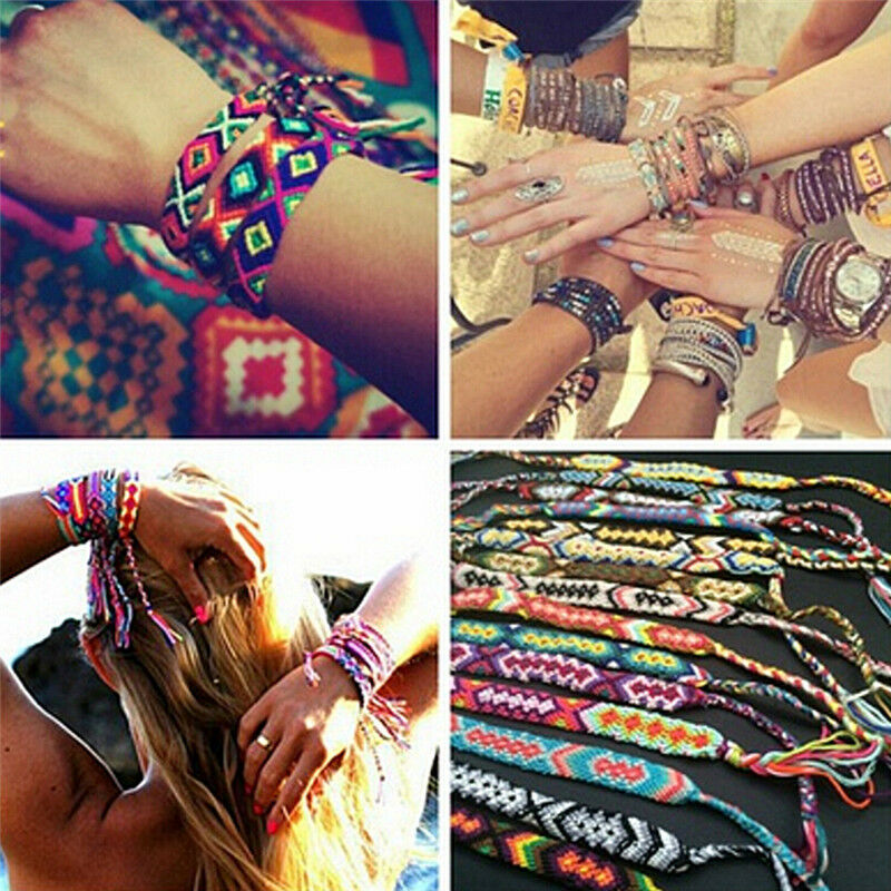 Friendship Bracelet Handmade Woven Rope String Hippy Boho Embroidery Brac.l8
