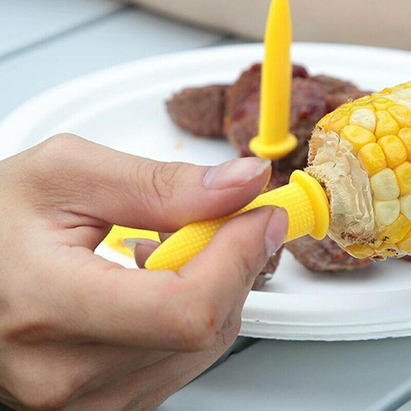 10 x Stainless Steel Corn On The Cob Holders BBQ Prongs Skewers Forks Party0 Qx