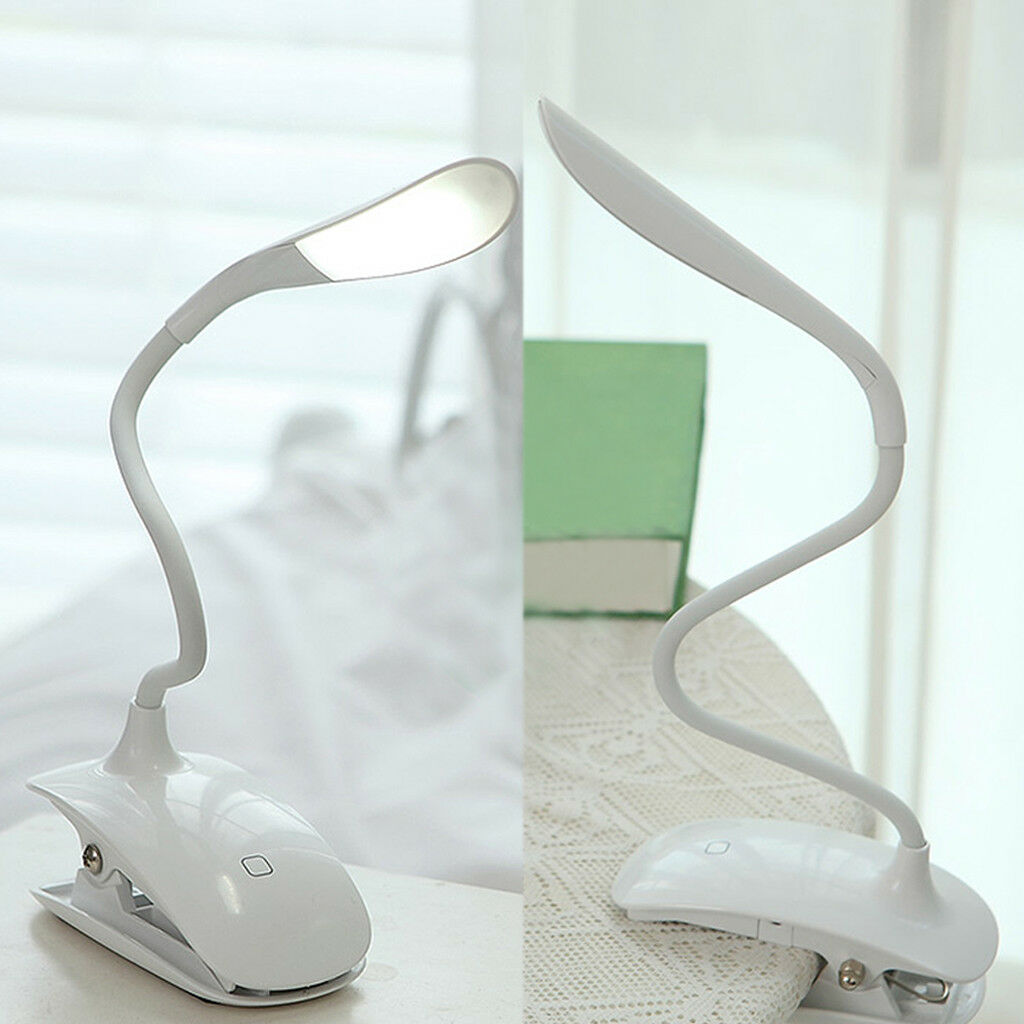 Dimmable USB Rechargeable Touch Sensor LED Clip-On Table Desk Light Reading Lamp