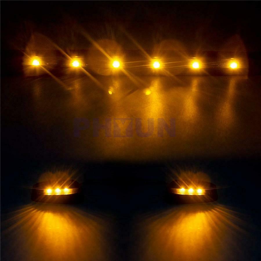 For Chevy GMC 2500HD 3500HD 07+ Full Amber LED Cab Roof Marker Light Assembly 3x