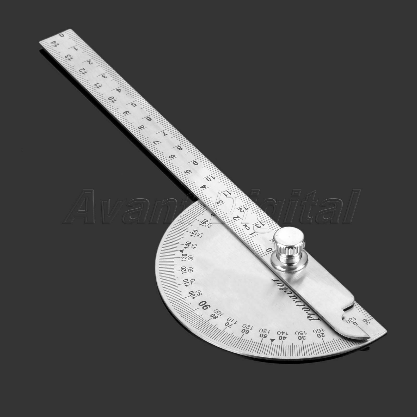 Protractor 1pc Stainless Steel 0 to 180 Degrees Arm Ruler Angle Measuring Tool