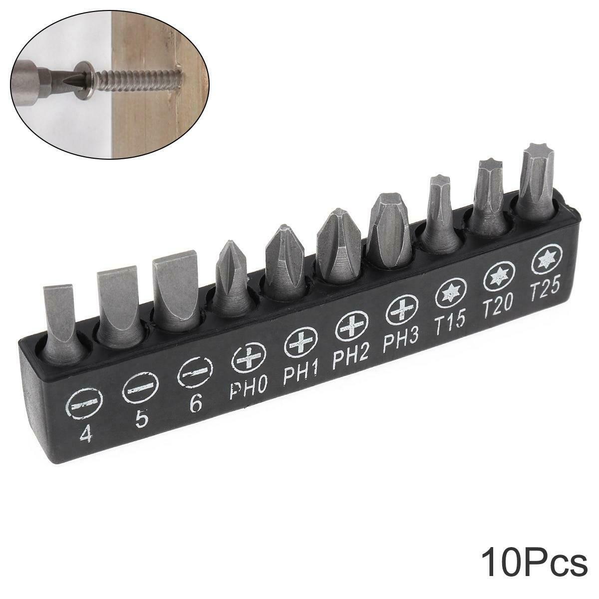 10pcs Carbon Steel Screwdriver Bit Set Magnetic High Hardness Batch Head Screw
