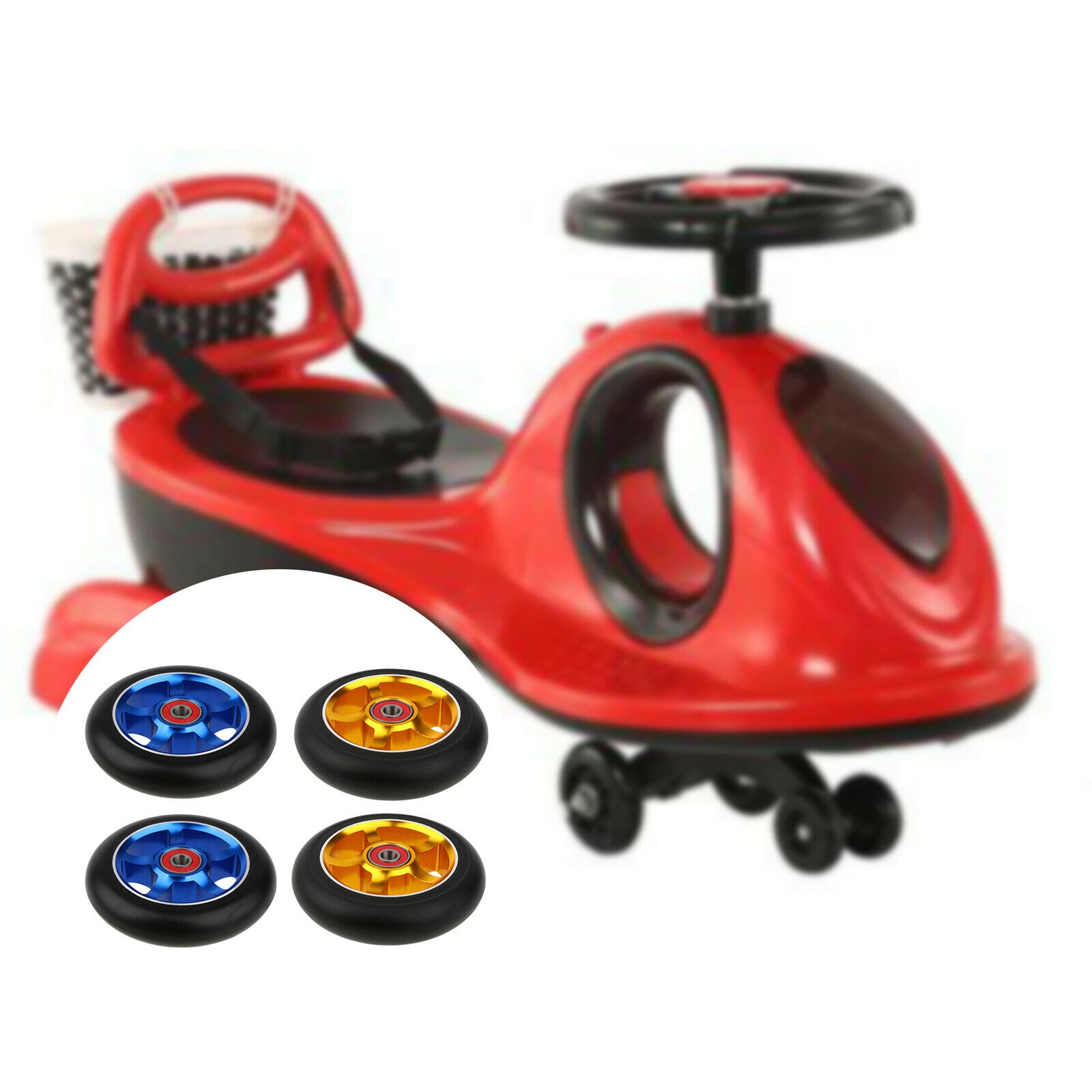 2 Sets of Spare Wheels 100mm with Bearings & Bushings Golden And Blue