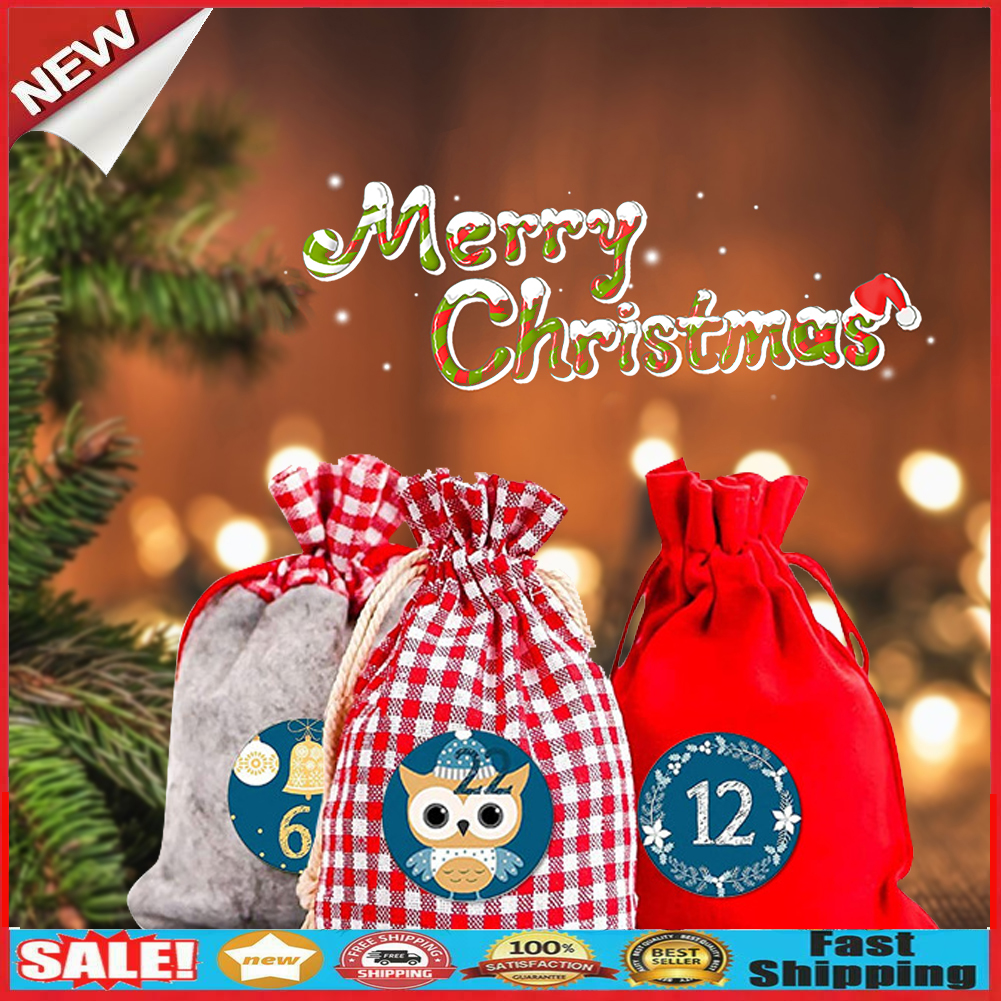 24pcs Christmas Advent Calendar Gift Bag 24 Days Hanging DIY Xmas New Year Decor